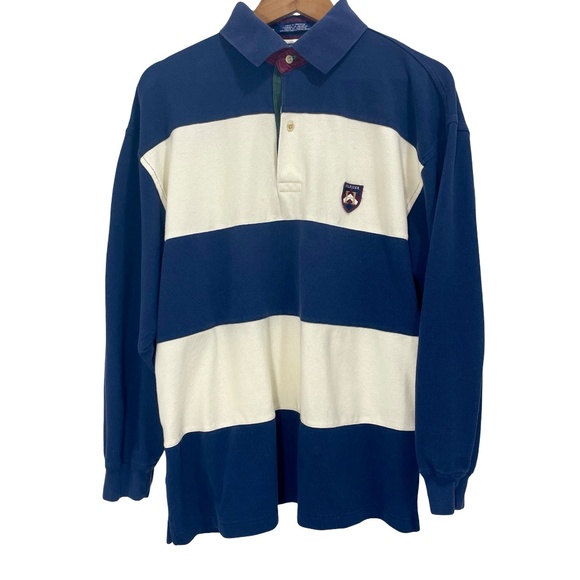 Vintage 1990s Tommy Hilfiger Polo Striped Cotton Knit Quarter Button Sz Large - Picture 1 of 8